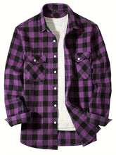 Spring and Autumn Fashion Cotton Long Sleeve Men'S Shirt New Brushed Red Plaid Business Leisure Fit Flannel No Iron