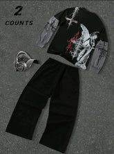 Unisex gothic swatpants long sleeve set gothic designs unisex