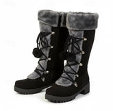 Lace up boots with faux fur
