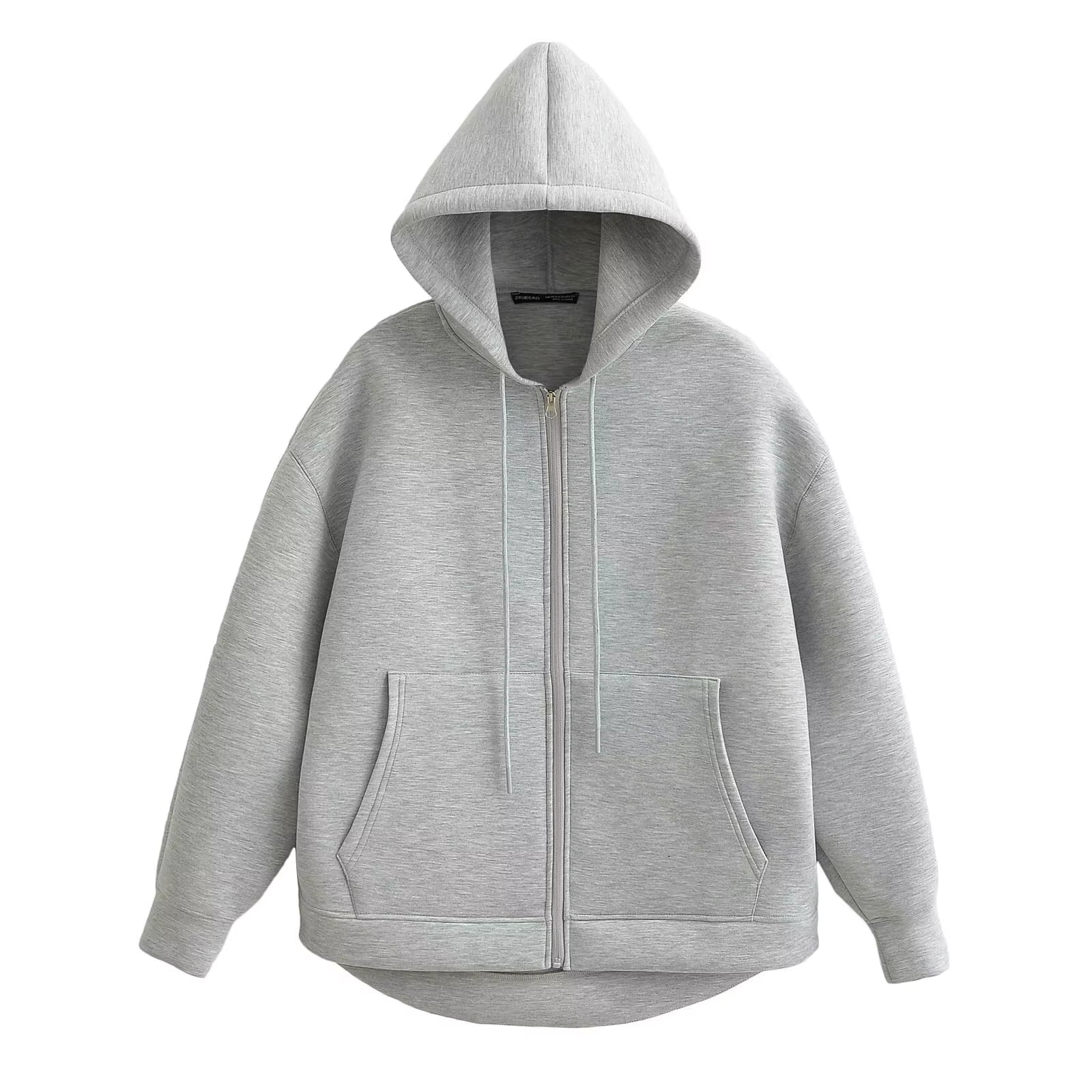 2025 Casual Women'S Soild Zipper Hoodie Long Sleeve Big Pocket Zipper Jacket with Hood Female Loose Outerwear Coat Tops