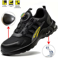 Men Rotating Button Safety Shoes Steel Toe Work Sneakers Indestructible Shoes Puncture-Proof Work Boots Air Cushion Safety Shoes