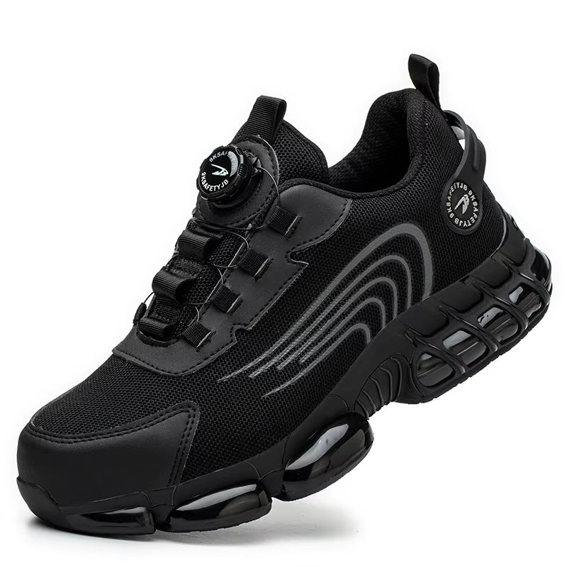 Men Rotating Button Safety Shoes Steel Toe Work Sneakers Indestructible Shoes Puncture-Proof Work Boots Air Cushion Safety Shoes