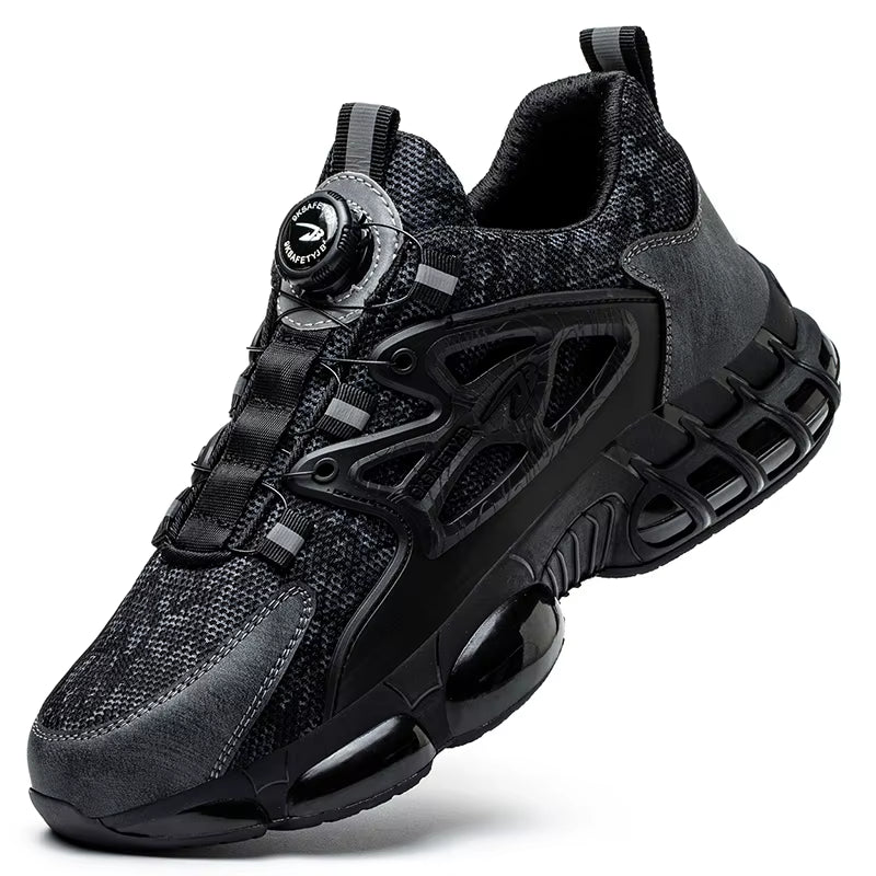 Men Rotating Button Safety Shoes Steel Toe Work Sneakers Indestructible Shoes Puncture-Proof Work Boots Air Cushion Safety Shoes