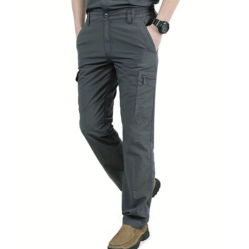 Casual Men Pants Summer Multiple Pockets Cargo Pants Quick Dry Thin Trousers Outdoor Hiking Workout Breathable Long Pant New