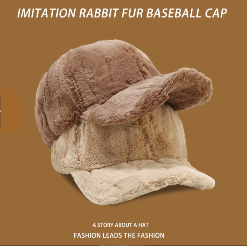 Faux rabbit furr baseball cap