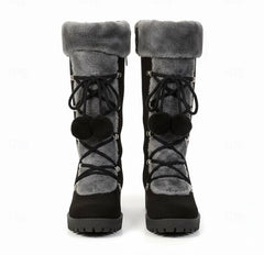 Lace up boots with faux fur