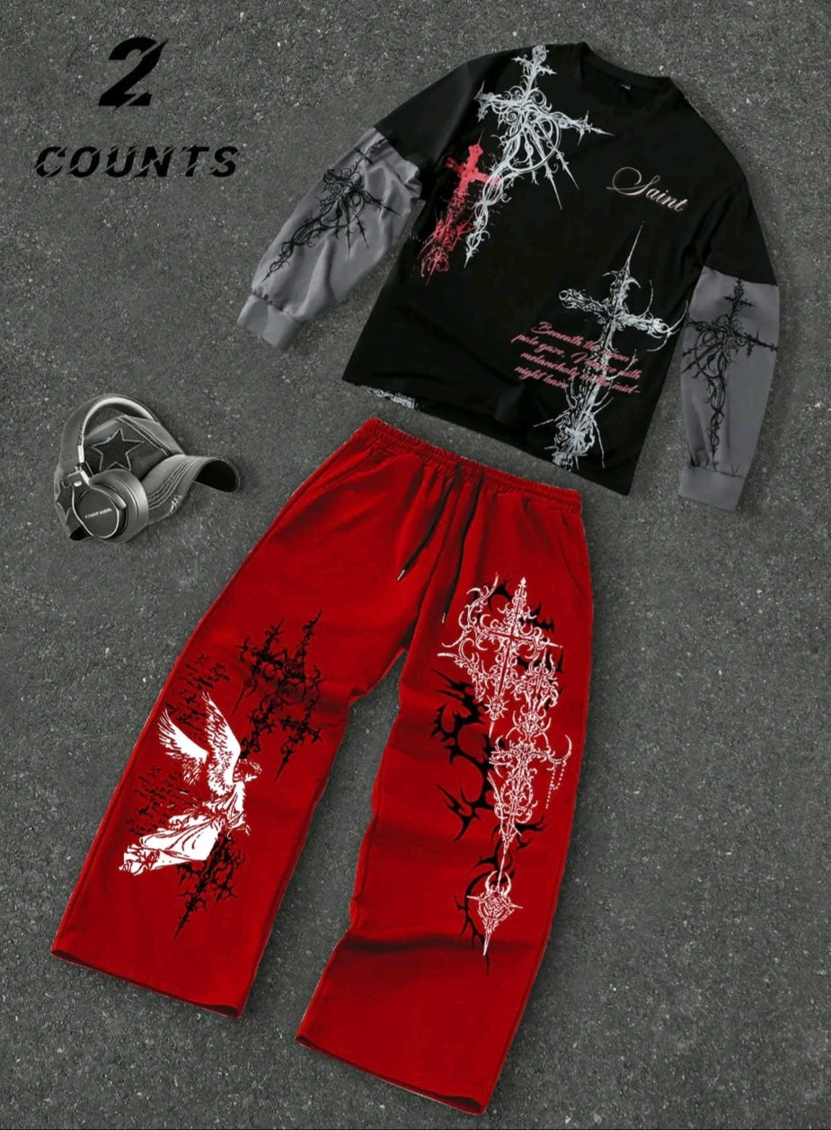 Unisex gothic swatpants long sleeve set gothic designs unisex