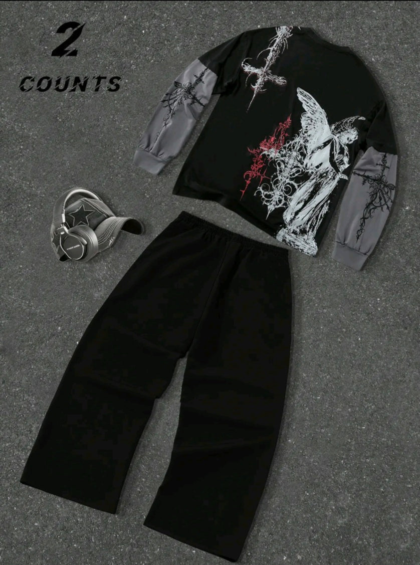 Unisex gothic swatpants long sleeve set gothic designs unisex