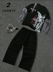 Unisex gothic swatpants long sleeve set gothic designs unisex
