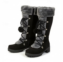 Lace up boots with faux fur